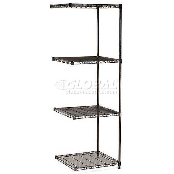 Nexel Black Epoxy, 4 Tier, Wire Shelving Add-On Unit, 30W x 24D x 86H A24308B - main